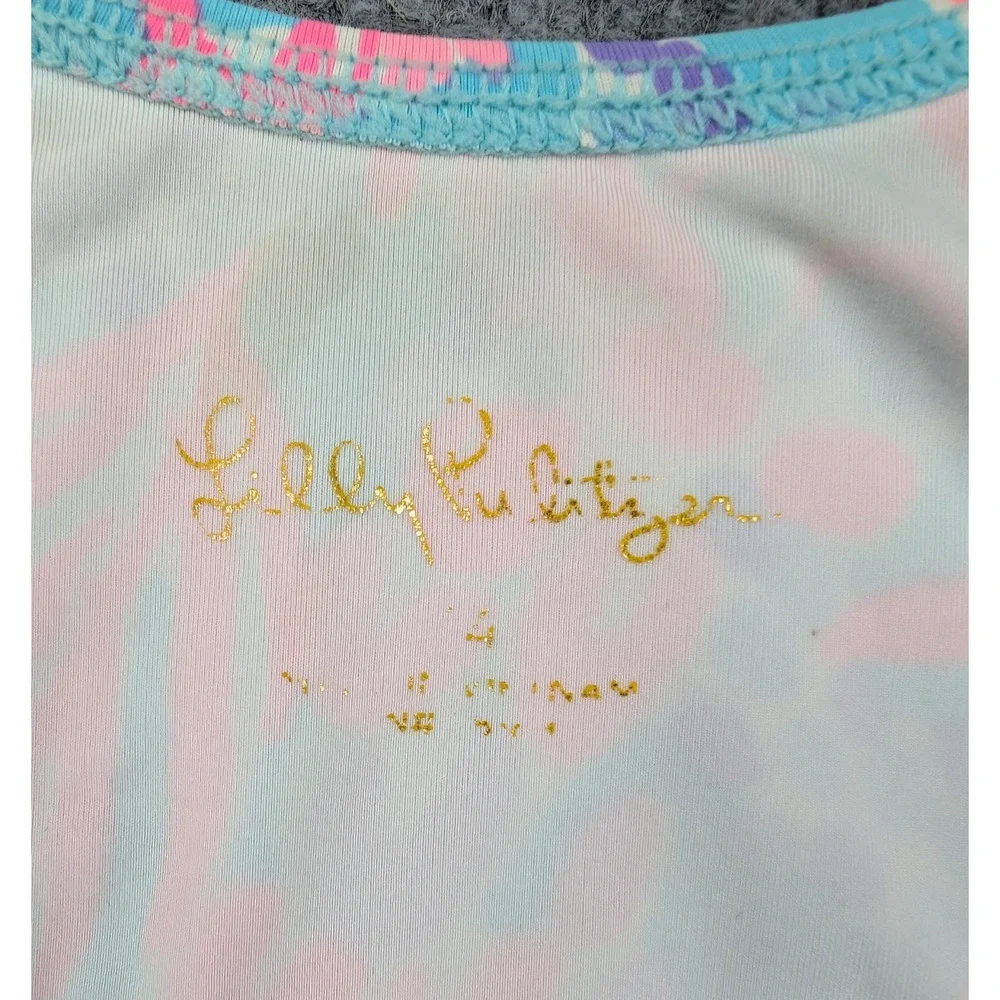 Lilly Pulitzer Lisa One Piece Swimsuit Girls 4 Colorful Coastal Resort UPF 50+